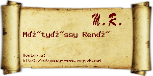 Mátyássy René névjegykártya